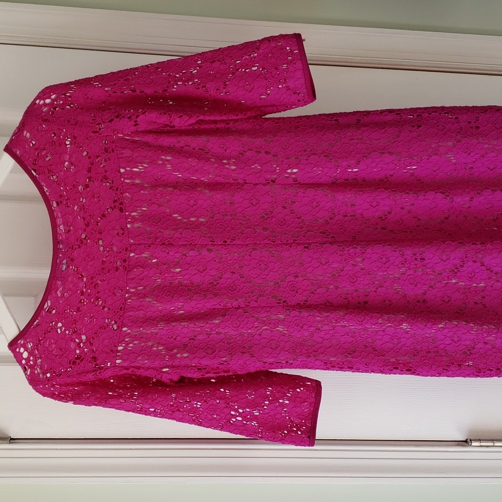 Status by Star Jones Elbow Sleeve Purple Overlay Lace Dress - Picture 4 of 8